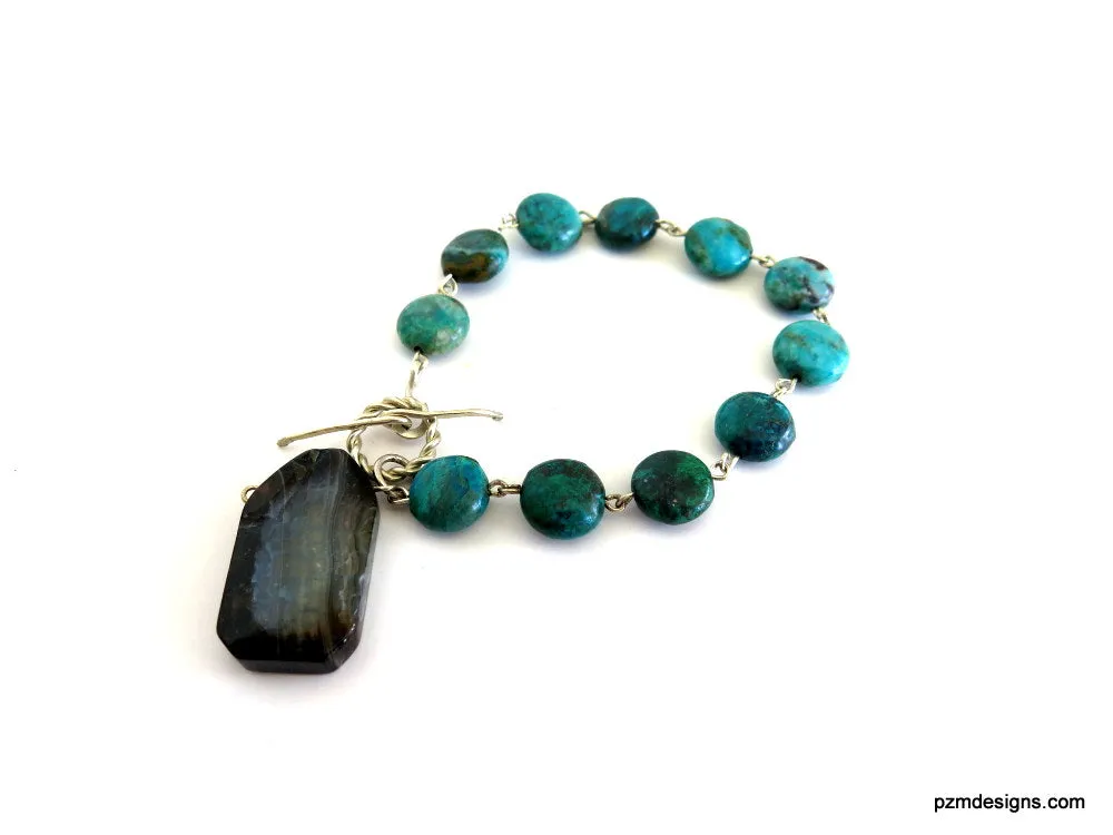 Chrysacolla Tennis Bracelet with Toggle Closure
