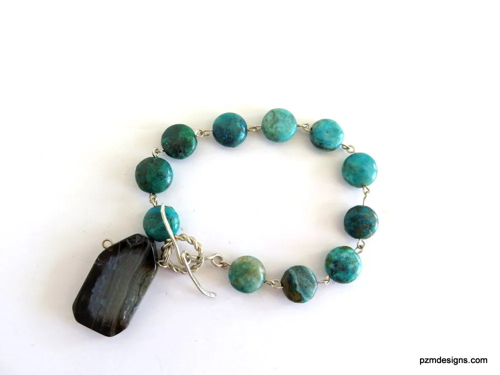 Chrysacolla Tennis Bracelet with Toggle Closure