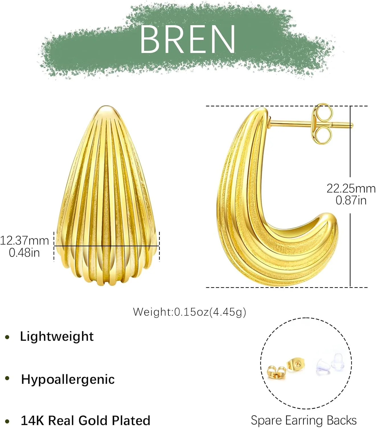 Chunky Gold Hoop Earrings for Women - 14k Gold Plated Open Hoops Hypoallergenic Earrings Waterdrop Statement Bow Earrings Jewelry Gifts