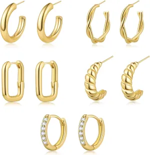 Chunky Gold Hoop Earrings for Women Cute Lightweight Gold Earrings with 14K Gold Plated Trendy Earrings for Women