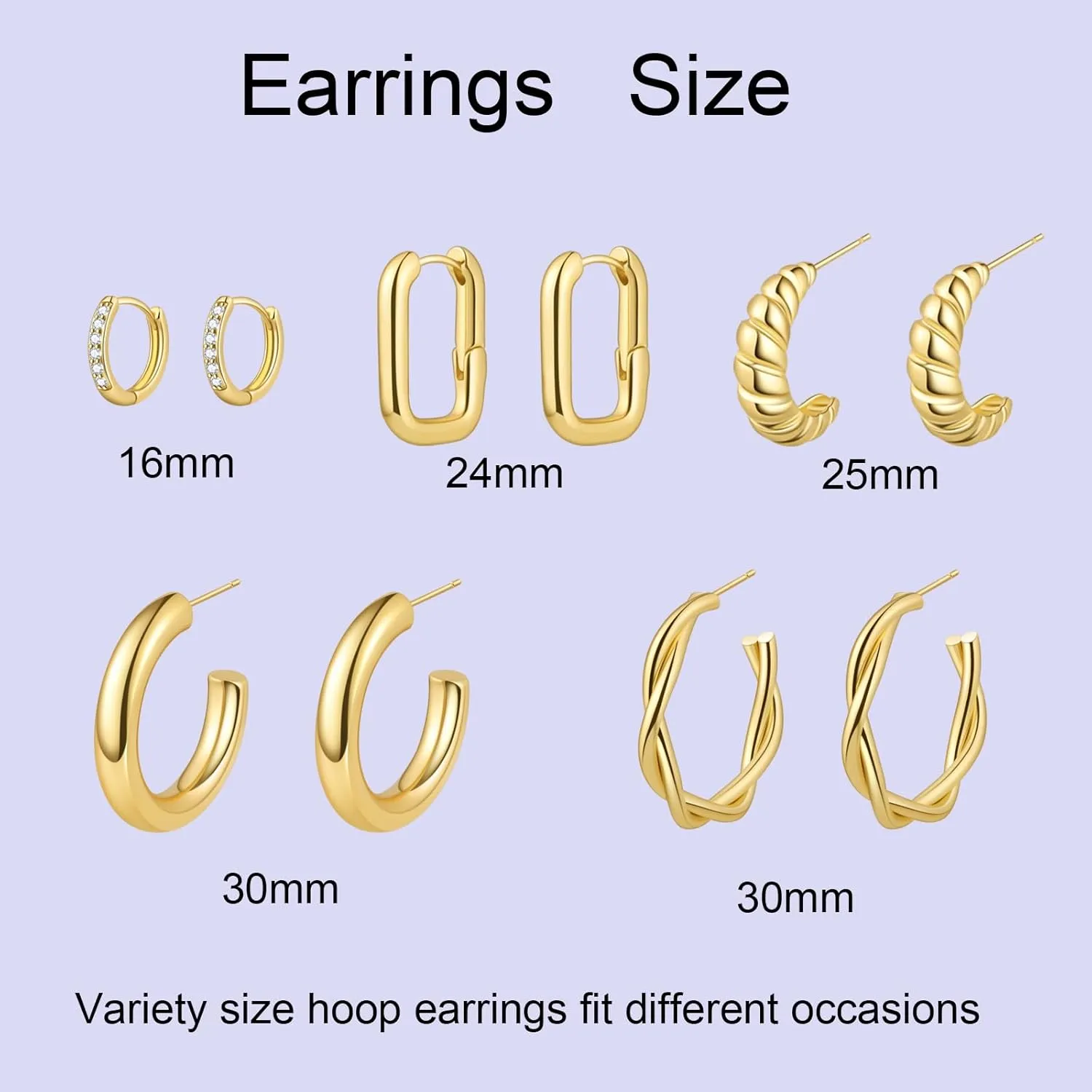 Chunky Gold Hoop Earrings for Women Cute Lightweight Gold Earrings with 14K Gold Plated Trendy Earrings for Women