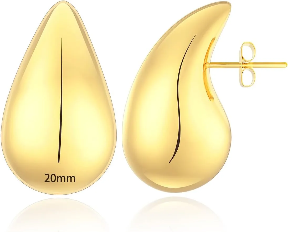 Chunky Gold Hoop Earrings for Women Dupes Earrings Teardrop Earrings Waterdrop Hollow Open Hoops Gold Plated Earrings Fashion Jewelry