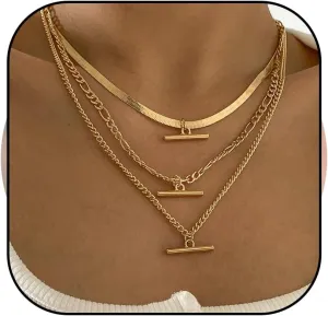 Chunky Gold Necklace T Bar Necklace 14k Gold Charm Necklace Dainty Gold Paperclip Chain Necklace Chunky Gold Necklace Stack Clasp Boho Beach Jewelry Gifts