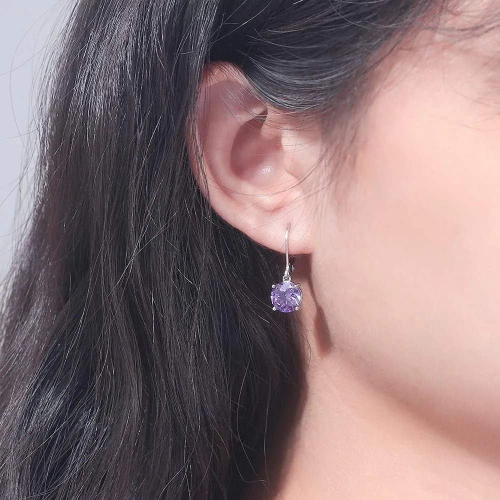 CiNily Leverback Dangle Earrings Created Crystal Drop Earrings Gold Plated Jewelry Gift for Women Girls 8mm