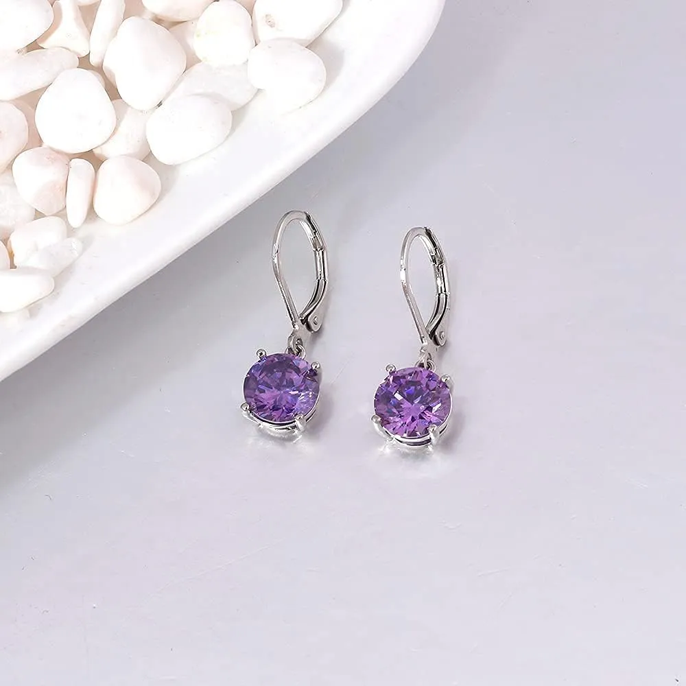 CiNily Leverback Dangle Earrings Created Crystal Drop Earrings Gold Plated Jewelry Gift for Women Girls 8mm