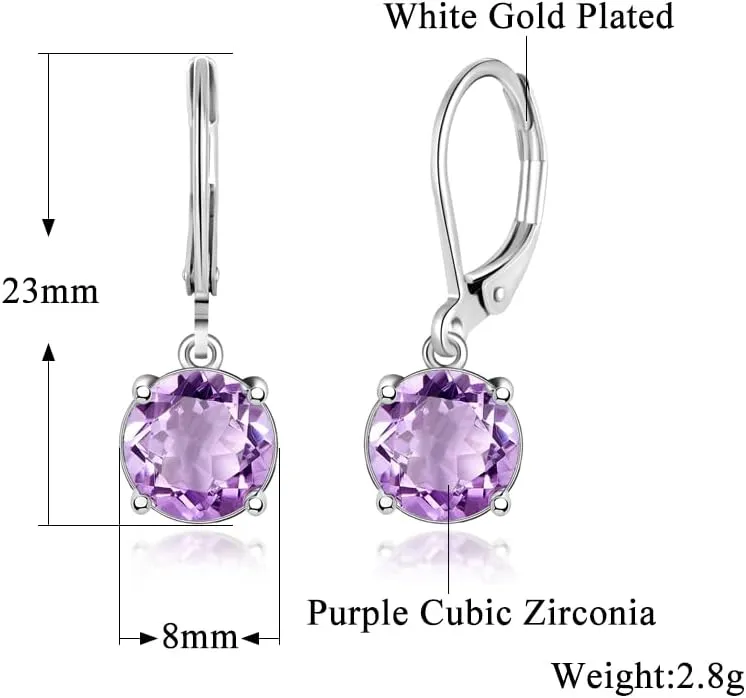 CiNily Leverback Dangle Earrings Created Crystal Drop Earrings Gold Plated Jewelry Gift for Women Girls 8mm