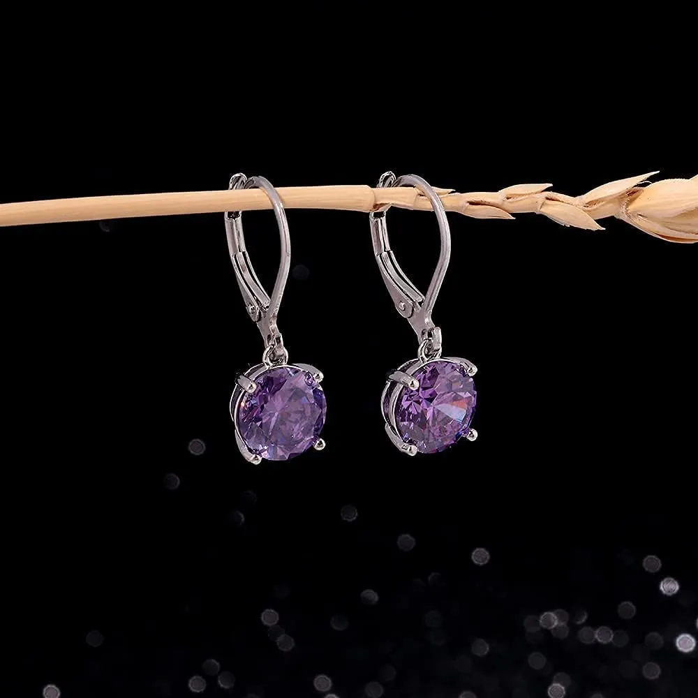 CiNily Leverback Dangle Earrings Created Crystal Drop Earrings Gold Plated Jewelry Gift for Women Girls 8mm