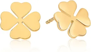 Clover Stud Earrings 18K Gold Plated I Hypoallergenic Earrings I Four leaf clover flower earrings I St Patricks Day Irish Four Leaf Clover jewelry I Trendy floral stud earrings I Lucky Jewelry Gift for Women