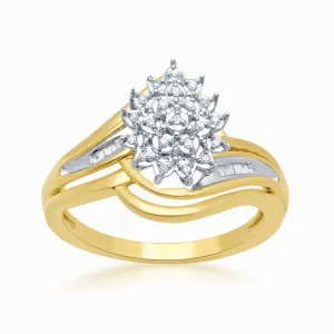 Cluster Pear Shaped Ring with 0.10ct of Diamonds in 9ct Yellow Gold