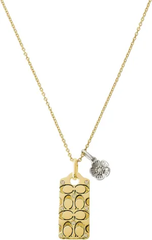 Coach Quilted C Tag Pendant Necklace