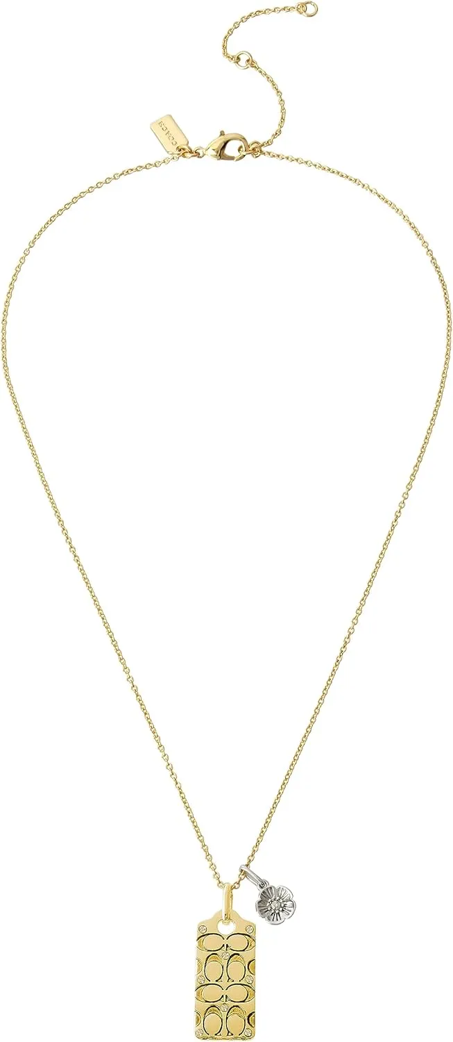 Coach Quilted C Tag Pendant Necklace