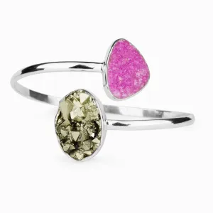 Cobaltian Calcite & Pyrite Bangle Bracelet