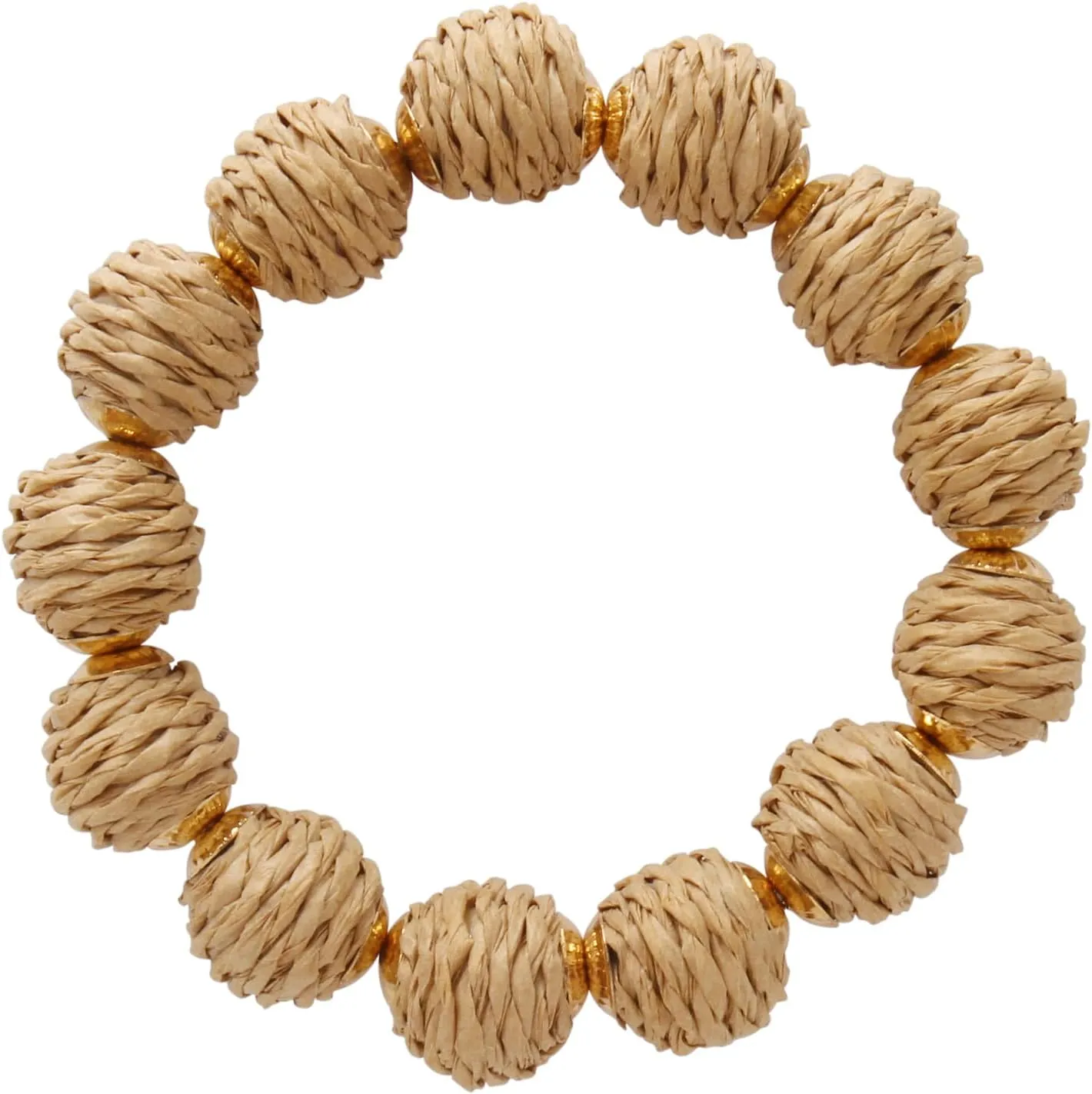 Coiris Rattan Ball Bracelet Adjustable Handmade Raffia Bracelets Woven Stretch Bracelet for Women