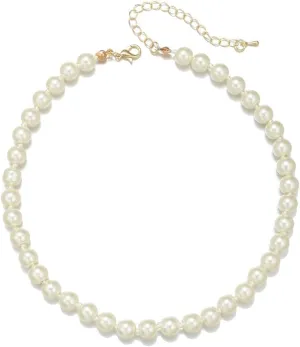 COLORFUL BLING Simple 1920s Simulated Pearl Choker Necklace Vintage Beaded Strands Necklace Prom Party Bar for Women Bridal Wedding Gifts