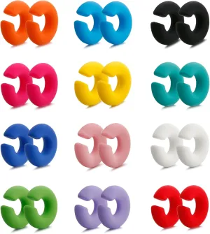 COLOYAN 12 Pairs Acrylic Cuff Earrings for Women Colorful Acrylic Ear Cuffs Clip On Cartilage Hoop Earring Non Piercing Thick Earrings Trendy Jewelry