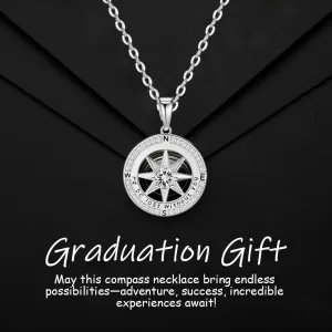 Compass Necklace for Women, Compass Jewelry for Her Idea for Graduation Gift Birthday Gift Anniversary Wedding Gifts I'd be Lost without You(18K Gold/Rhodium Filled With S925)
