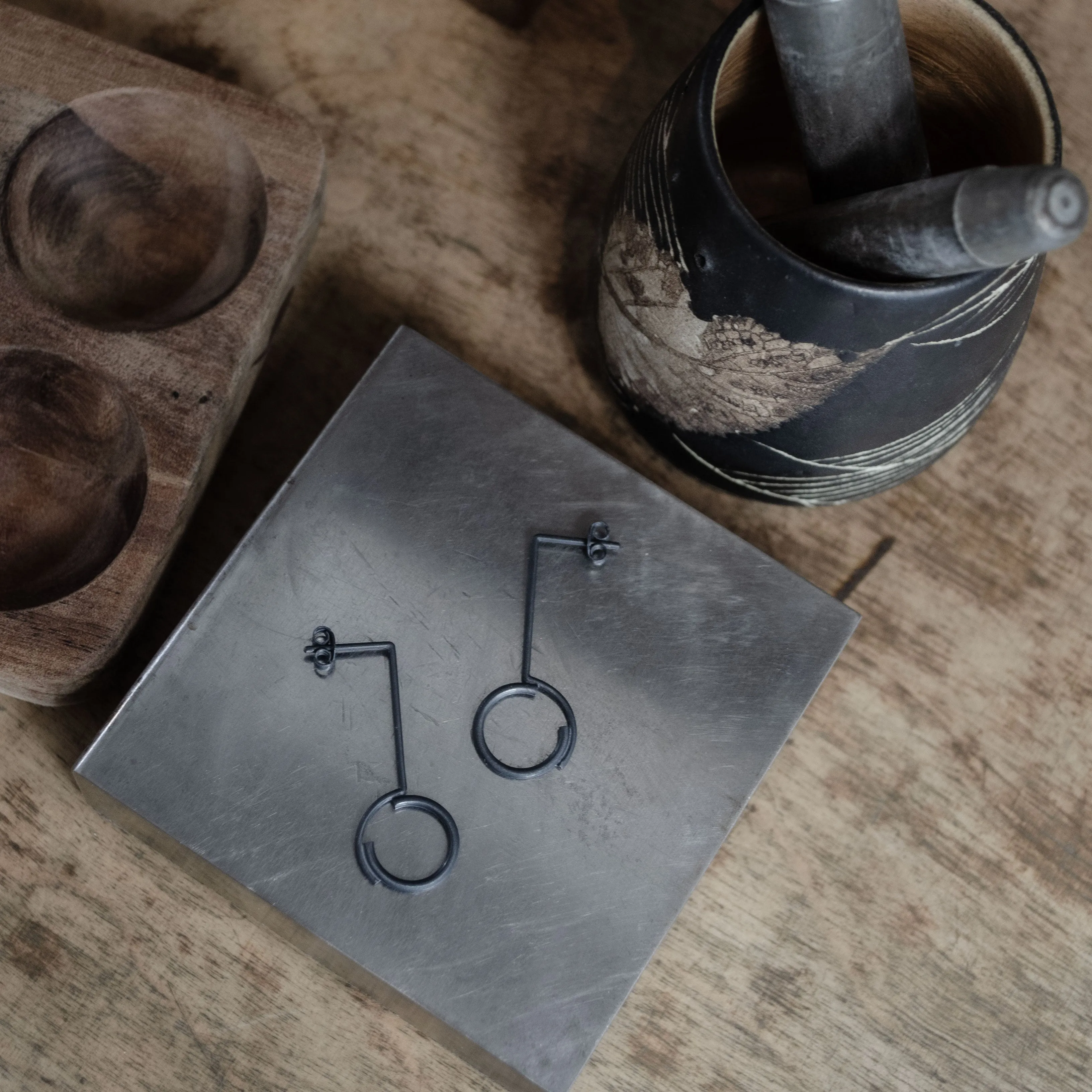 Concentric circles pendant earrings N°2