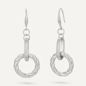 Contemporary Chain-Link Hook Earrings In Silver-Tone