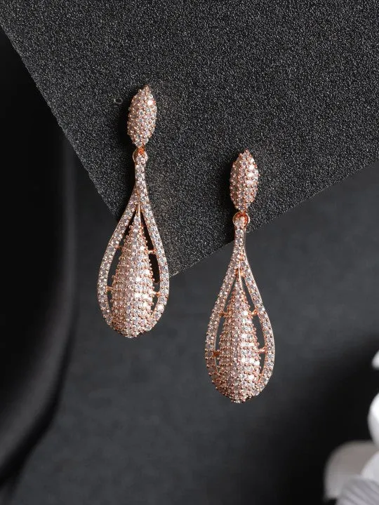 Contemporary Gold-Plated Drop Earrings