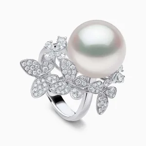 Contessa 18K Gold South Sea Pearl Diamond Butterfly Ring