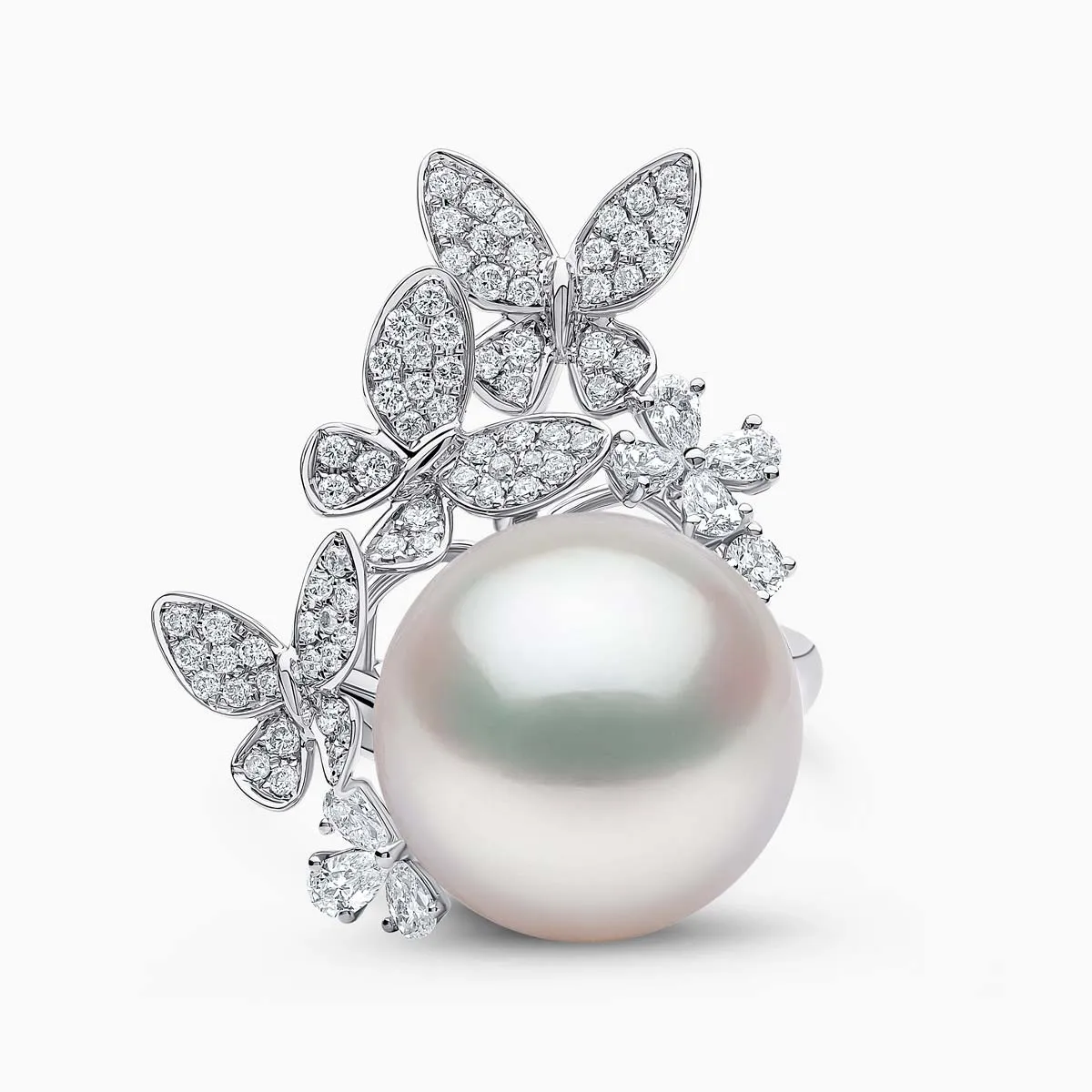Contessa 18K Gold South Sea Pearl Diamond Butterfly Ring