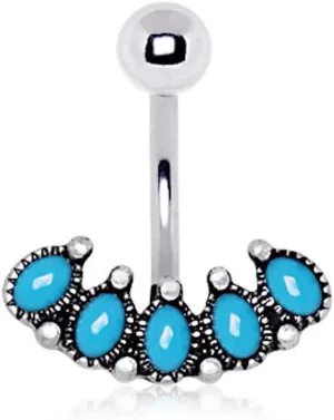 Covet Jewelry 316L Stainless Steel Antique Turquoise Navel Ring