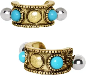 Covet Jewelry Antique Gold Plated Turquoise Cartilage Cuff Earring