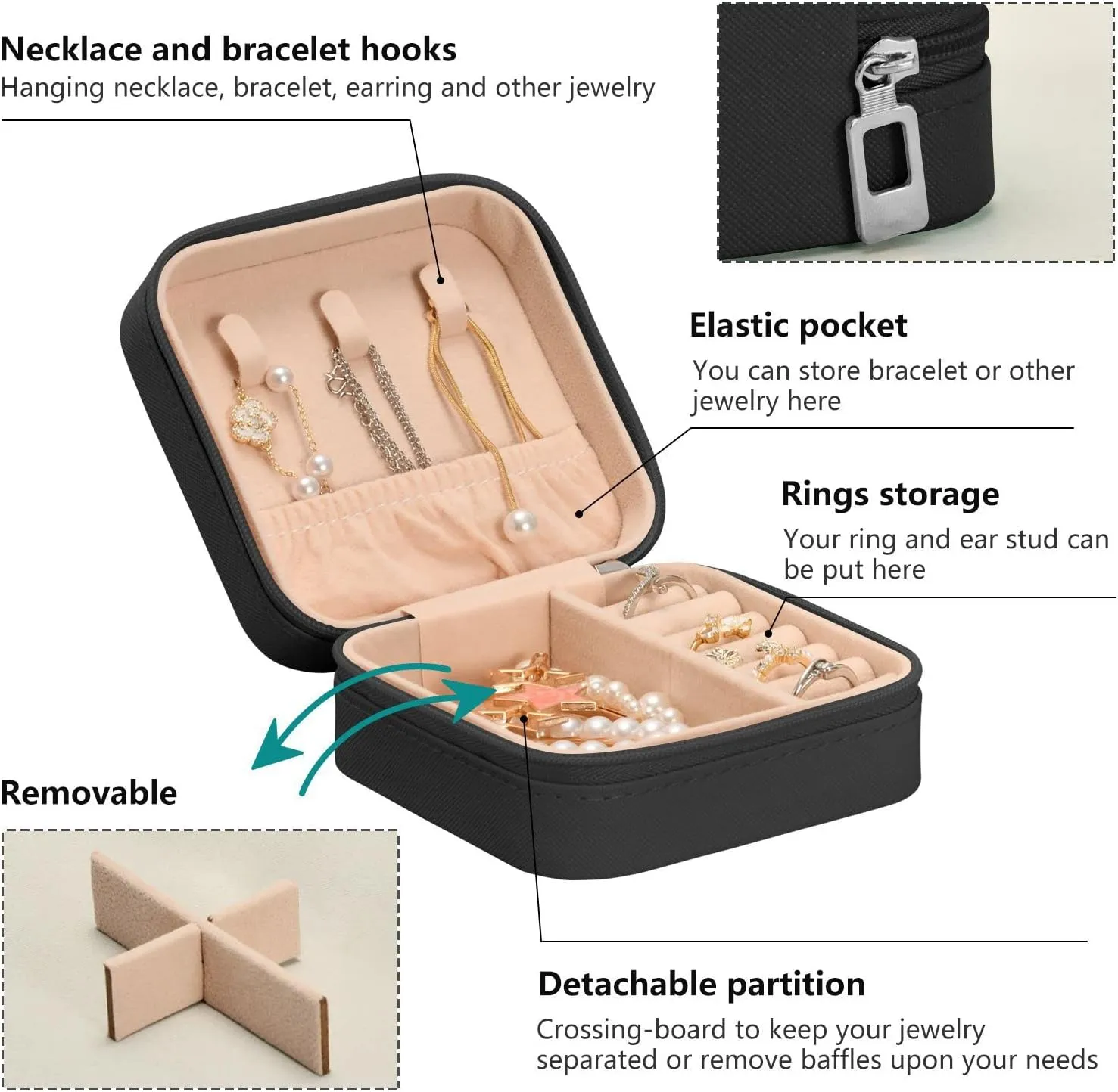 Cowhide Printed Jewelry Box Organizer Travel Jewelry Case Small Jewelry Storage Holder for Ring Pendant Earring Necklace Bracelet, Gift for Women Girls
