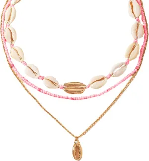 Cowrie Shell Necklace for Women Natural Sea Shell Beads Choker Necklace Adjustable Layered Summer Seashell Beach Necklace for Women Hawaiian Jewelry