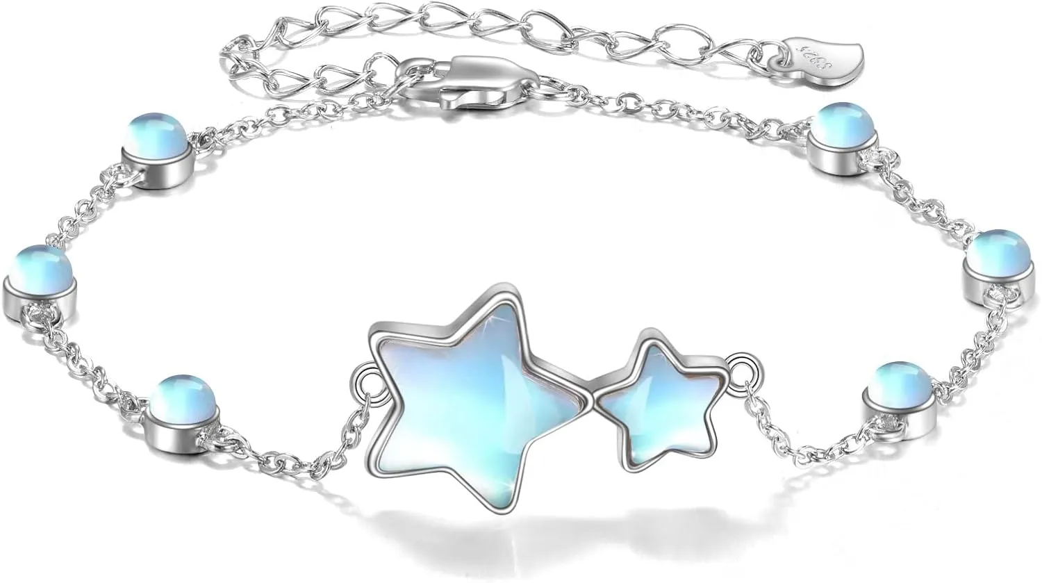 CRMAD Moonstone Moon/Star/Daisy/Turquoise/Rose Flower/Cat/Star/Hecate/Airplane/Pearl/Chakra/Rose Pearl/Butterfly/Wave/Starfish Anklet for Women Sterling Silver Anklet Irish Jewelry