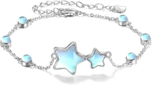CRMAD Moonstone Moon/Star/Daisy/Turquoise/Rose Flower/Cat/Star/Hecate/Airplane/Pearl/Chakra/Rose Pearl/Butterfly/Wave/Starfish Anklet for Women Sterling Silver Anklet Irish Jewelry