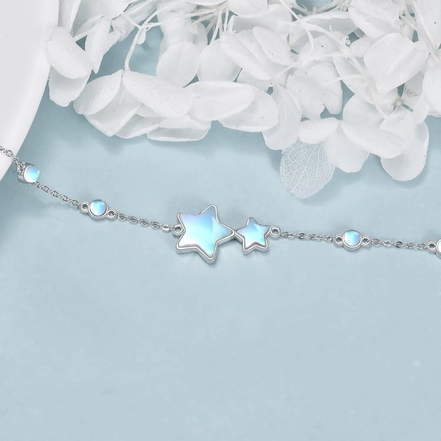 CRMAD Moonstone Moon/Star/Daisy/Turquoise/Rose Flower/Cat/Star/Hecate/Airplane/Pearl/Chakra/Rose Pearl/Butterfly/Wave/Starfish Anklet for Women Sterling Silver Anklet Irish Jewelry
