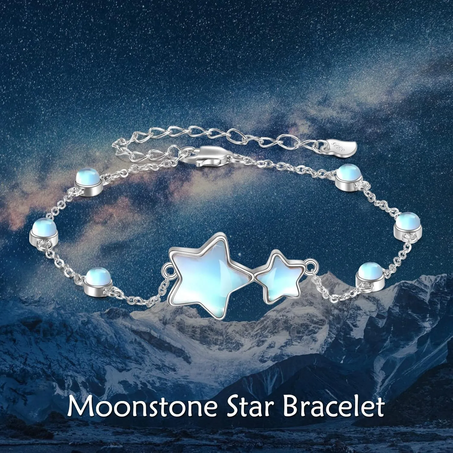 CRMAD Moonstone Moon/Star/Daisy/Turquoise/Rose Flower/Cat/Star/Hecate/Airplane/Pearl/Chakra/Rose Pearl/Butterfly/Wave/Starfish Anklet for Women Sterling Silver Anklet Irish Jewelry