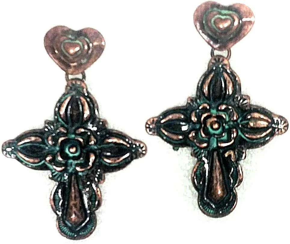 Cross Earrings Flower Heart Womens Western Christian Jewelry