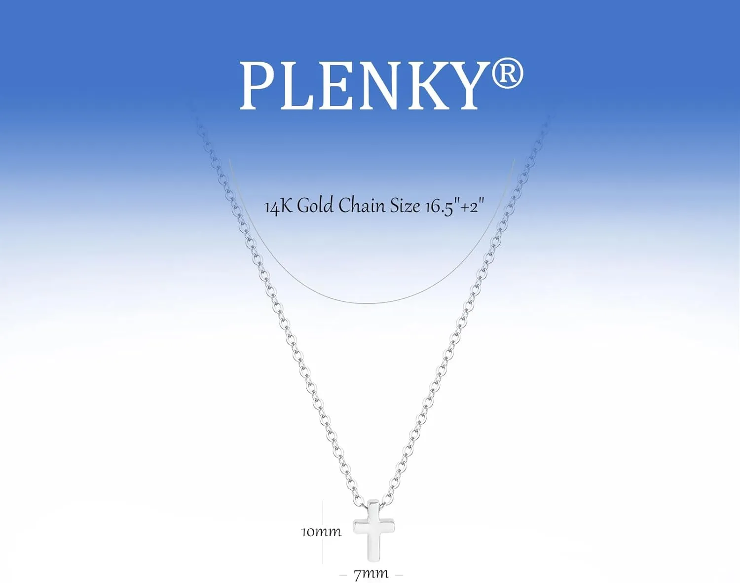 Cross Necklace, 14K Gold Plated Box Chain Cross Pendant Necklace Dainty Simple Silver Cross Tiny Necklace for Women