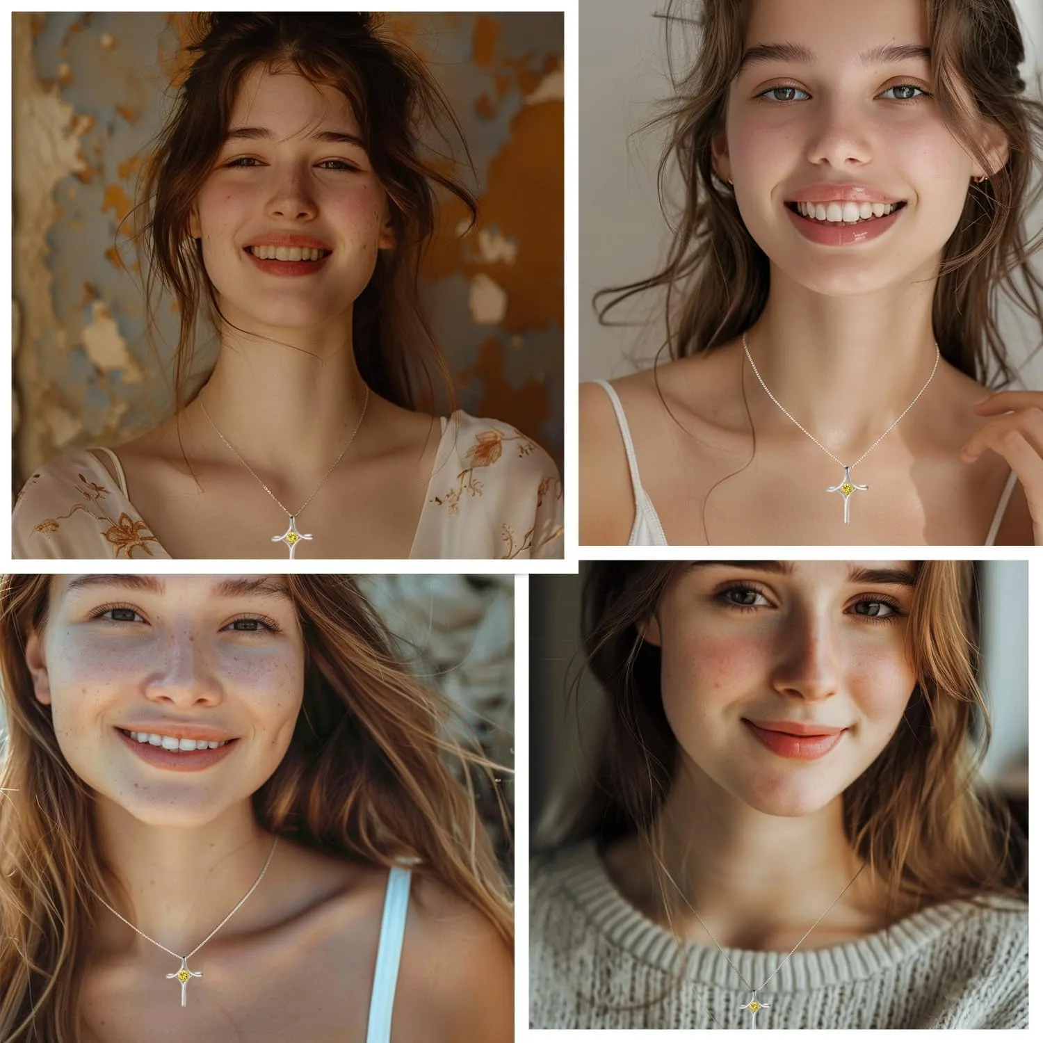 Cross Necklace for Women, 925 Sterling Silver Birthstone Cross Pendant Necklace, Sideways Cross Necklace Birthstone Jewelry Birthday Gifts for Women