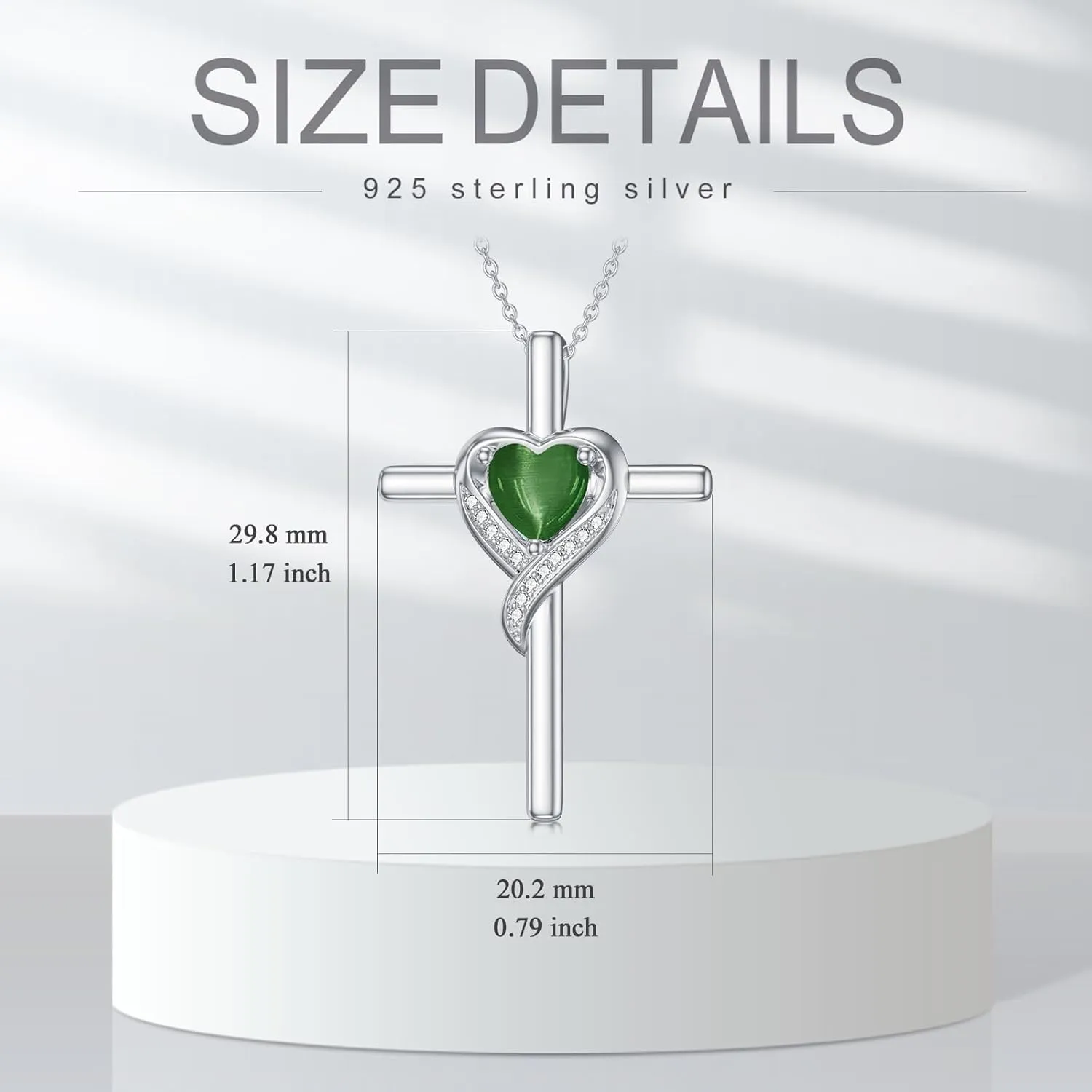 Cross Necklace for Women Sterling Silver Heart Gemstone Cross Pendant Necklace Christian Jewelry Birthday Valentines Day Mothers Day Gifts for Her Mom