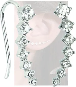 Crystal Climbers Earrings for Women,Ear Cuffs Hoop Crawler Silver Cartilage Earrings Piercing Hypoallergenic Ear Wrap Earring for Women