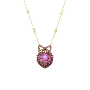 Crystal Heart and Bow Pendant