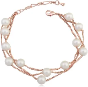 Crystalline Azuria Multi Strand Rose Gold Bracelet with Simulated White Pearls 18K Rose Gold Plated bracelet for Women