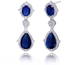 Cubic Zirconia Teardrop Earrings Women - Sterling Silver CZ Crystal Dangle Drop Earrings for Wedding Bridal Costume Jewelry for Bride Bridesmaids Girls Party Prom Birthstone Earrings