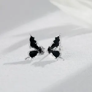CUOKA MIRACLE Butterfly Earring Opal Butterfly Studs Earrings 925 Sterling Silver Hypoallergenic Butterfly Jewelry White/Black/Yellow/Orange/Purple/Blue/Green Stud Earrings for Sensitive Ears