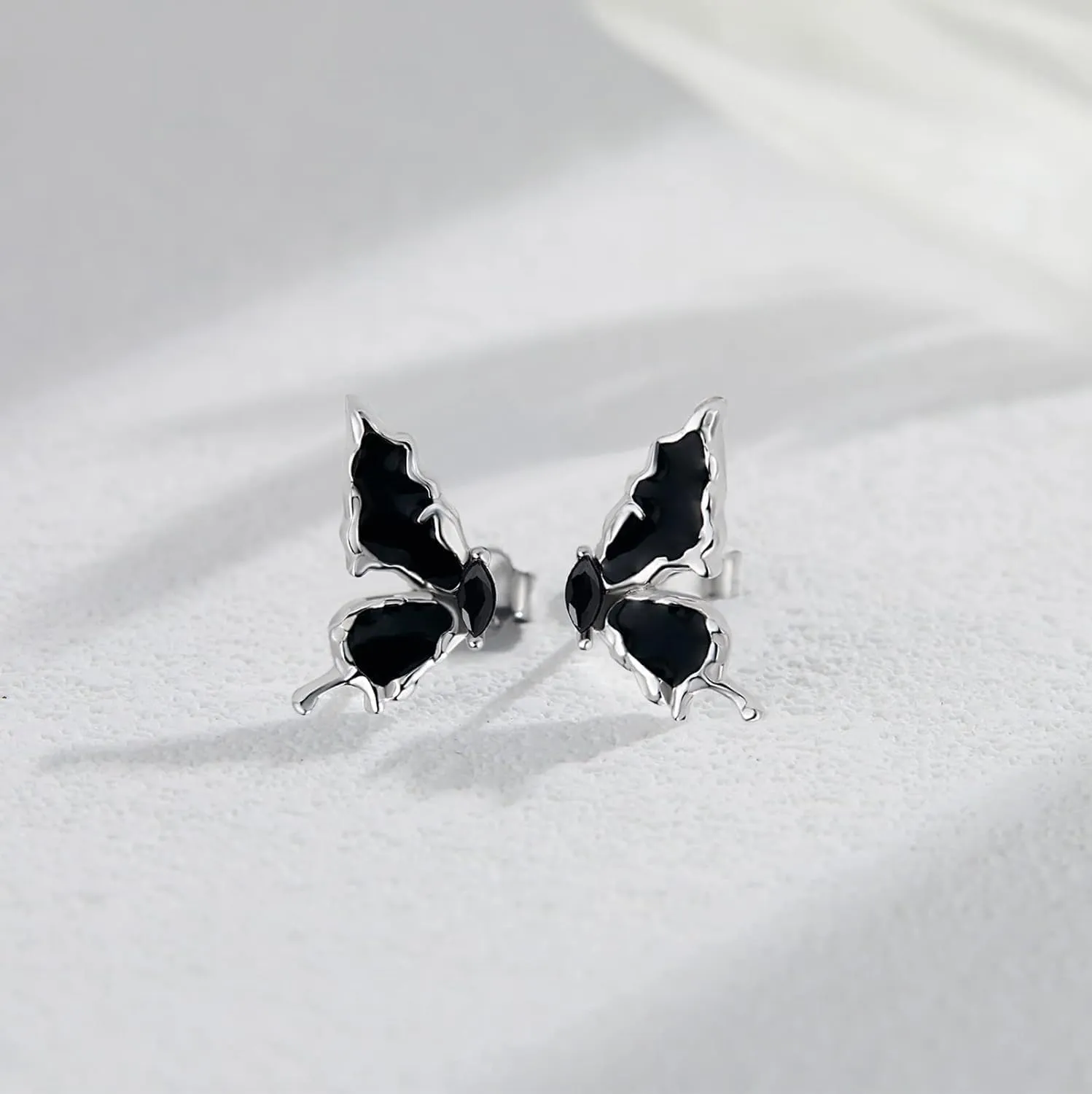 CUOKA MIRACLE Butterfly Earring Opal Butterfly Studs Earrings 925 Sterling Silver Hypoallergenic Butterfly Jewelry White/Black/Yellow/Orange/Purple/Blue/Green Stud Earrings for Sensitive Ears