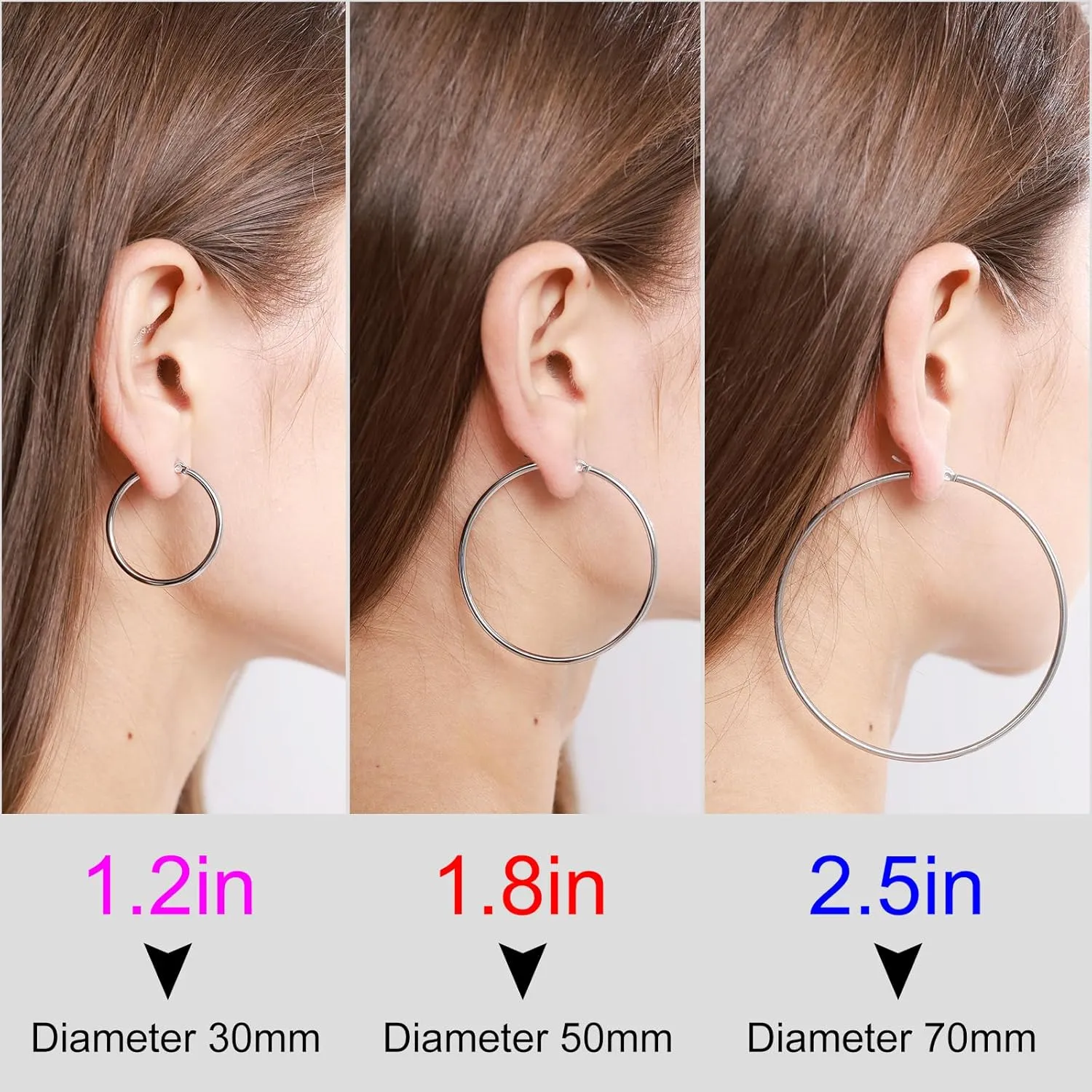 Custom Name Hoop Earrings For Women 18K Gold Plated Stainless Steel Customized Round Earring Personalized Ear Jewelry Birthday Gift (1.2 Inch 1.8 Inch 2.5 Inch)