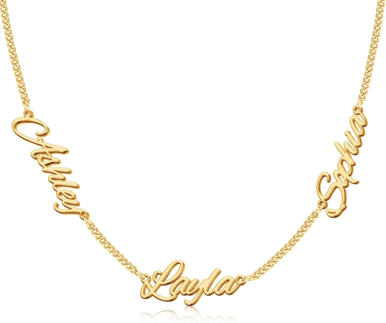 Custom Name Necklace Customized Necklace with Multiple Names,18K Gold Plated Nameplate Personalized Jewelry Gift for Women