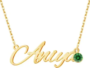Custom Name Necklace Personalized with Birthstone, Customized Necklace Nameplate Pendant Dainty Jewelry Gift for Women, Mother