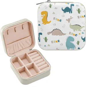 Cute Dinosaurs Cactus Jewelry Box Organizer Animals Dino Travel Jewelry Case Small Jewelry Storage Holder for Ring Pendant Earring Necklace Bracelet, Gift for Women Girls