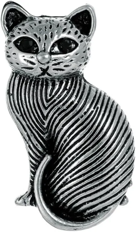 Cute Little Cat Brooch for Women Men Vintage Antique Animal Kitten Green Crystal Eye Dainty Brooches Lapel Pins Dress Accessories Holiday Xmas Birthday Party Jewelry Unisex Gift Souvenir