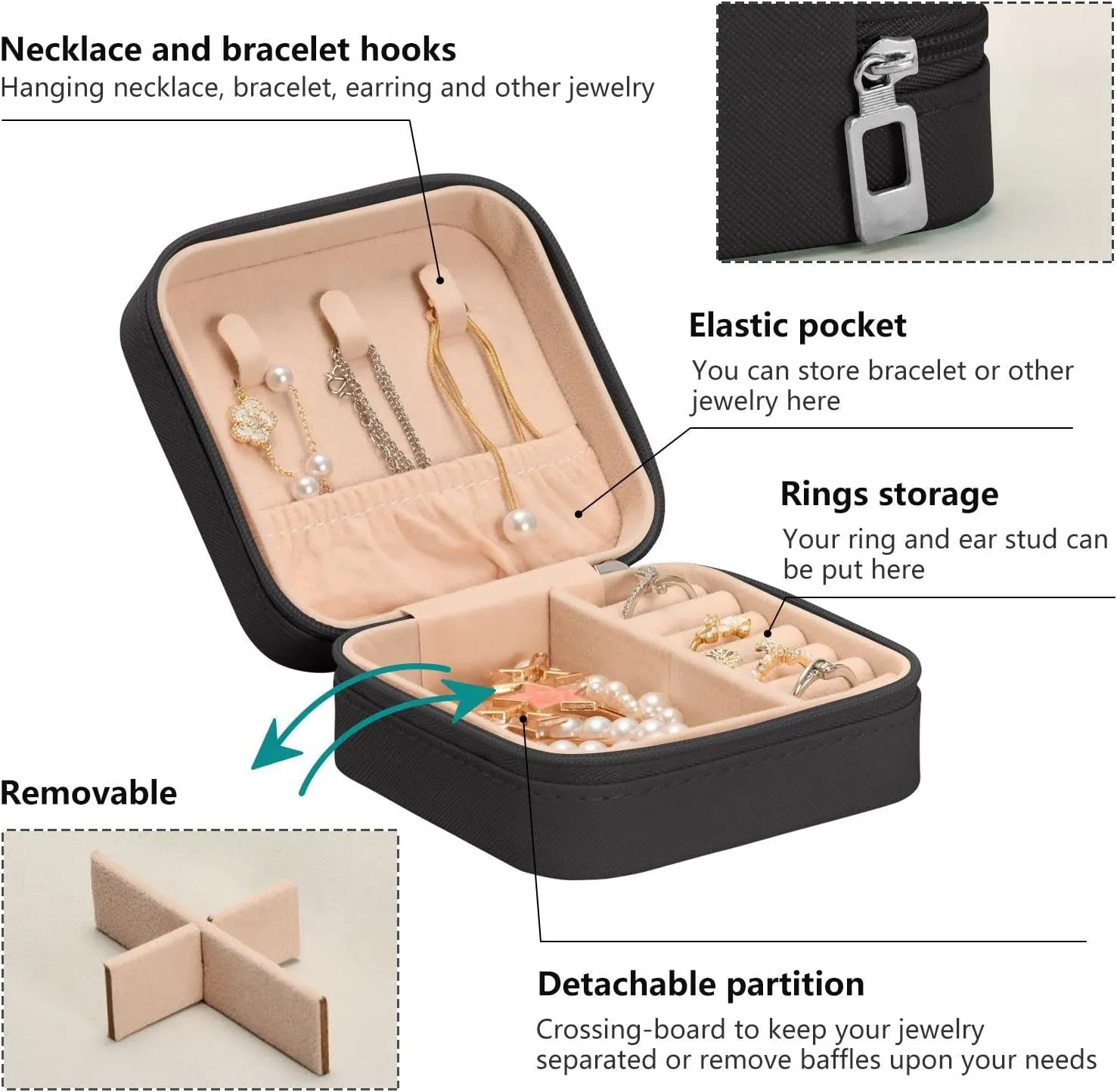 Cute Pugs Dogs Jewelry Box Organizer Animals Heart Travel Jewelry Case Small Jewelry Storage Holder for Ring Pendant Earring Necklace Bracelet, Gift for Women Girls