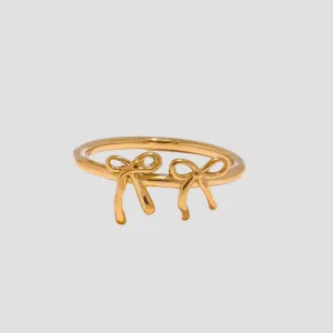 Dainty Double Croquette Bow 18k Gold Ring